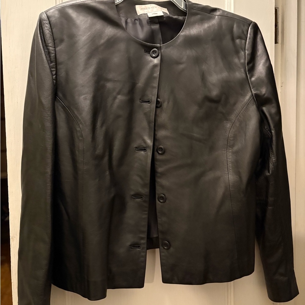 Jones New York Classic Black Leather Jacket